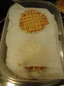 I put 2 per layer, with parchment paper in between.